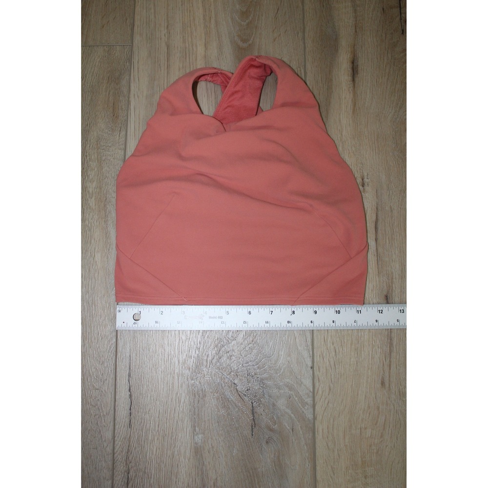 Lululemon High Neck Cross Back Cropped Tank Top Coral Pink Orange Size 2-4 - Picture 3 of 5